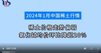 2024年1月氧化鋱均價環(huán)比降超20% 2024年1月氧化鋱均價環(huán)比下降圖片