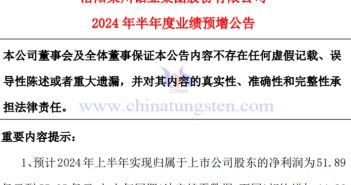 洛陽鉬業(yè)2024年上半年淨(jìng)利潤預(yù)增716% 洛陽鉬業(yè)2024年上半年淨(jìng)利潤預(yù)增公告圖片