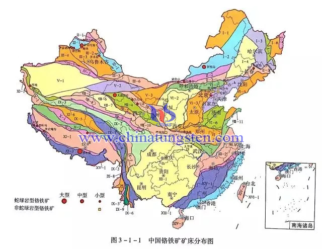 中國(guó)鉻鐵礦礦床分佈圖