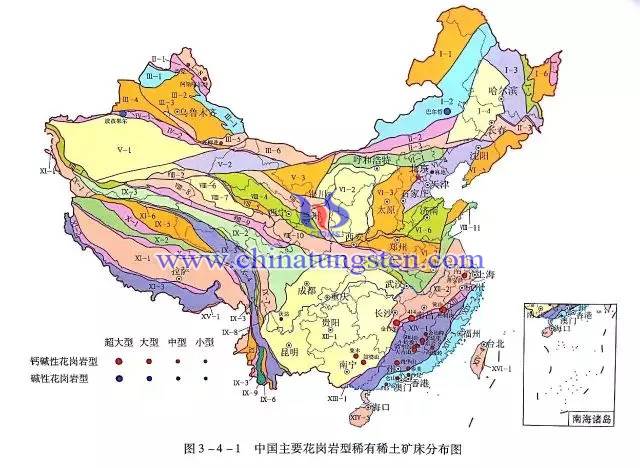 我國(guó)主要花崗巖型稀有稀土礦床分佈圖