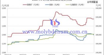2022年1-6月中國鉬制品價格走勢圖片